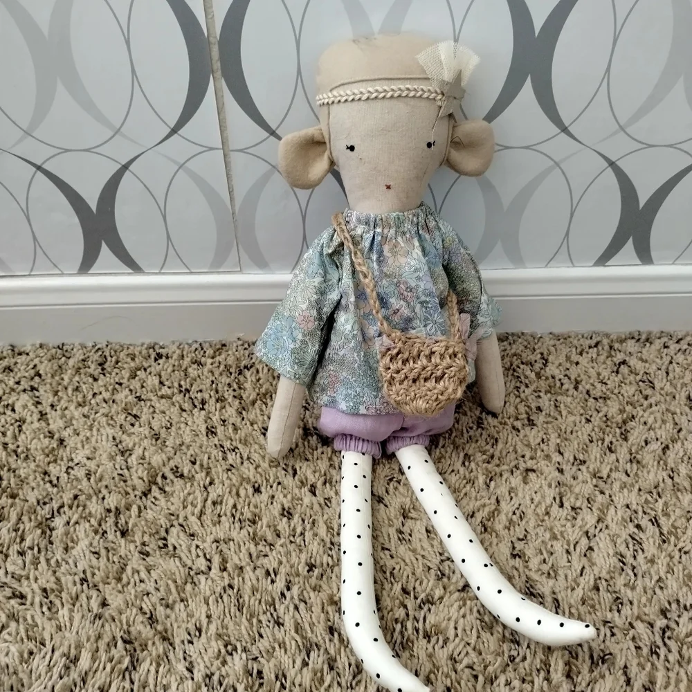 Handmade Mouse Girl Hair bow Doll